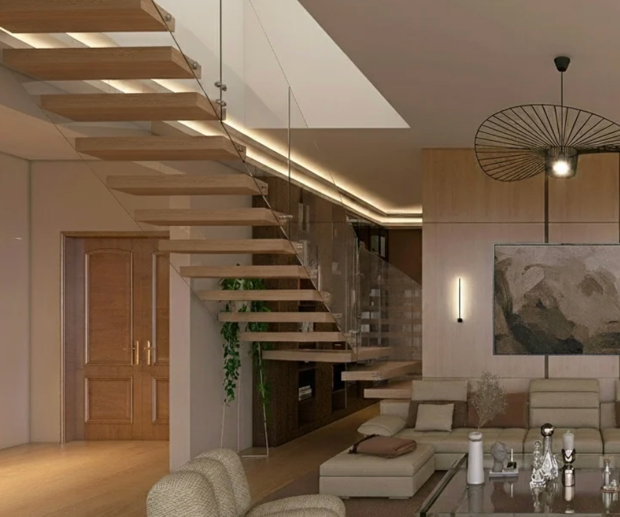 Peldaños de escalera en madera