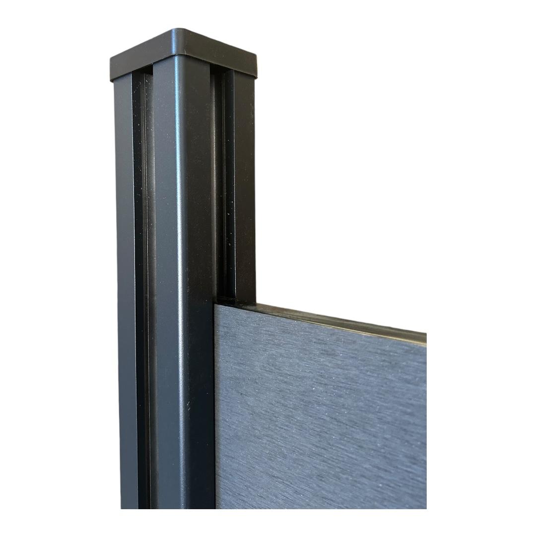 Postes de valla 2 unidades aluminio negro 180 cm. Incluye Tornillos y Anclaje