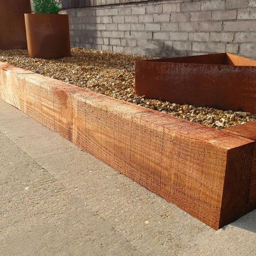 Pack of 2 Ecological Sleepers in Treated Pine Wood in Brown Color 12x20x200 cm