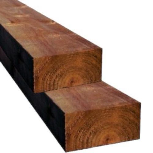 Pack de 2 Traviesas Ecológicas en Madera de Pino Tratado de Color Marrón 12x20x200 cm