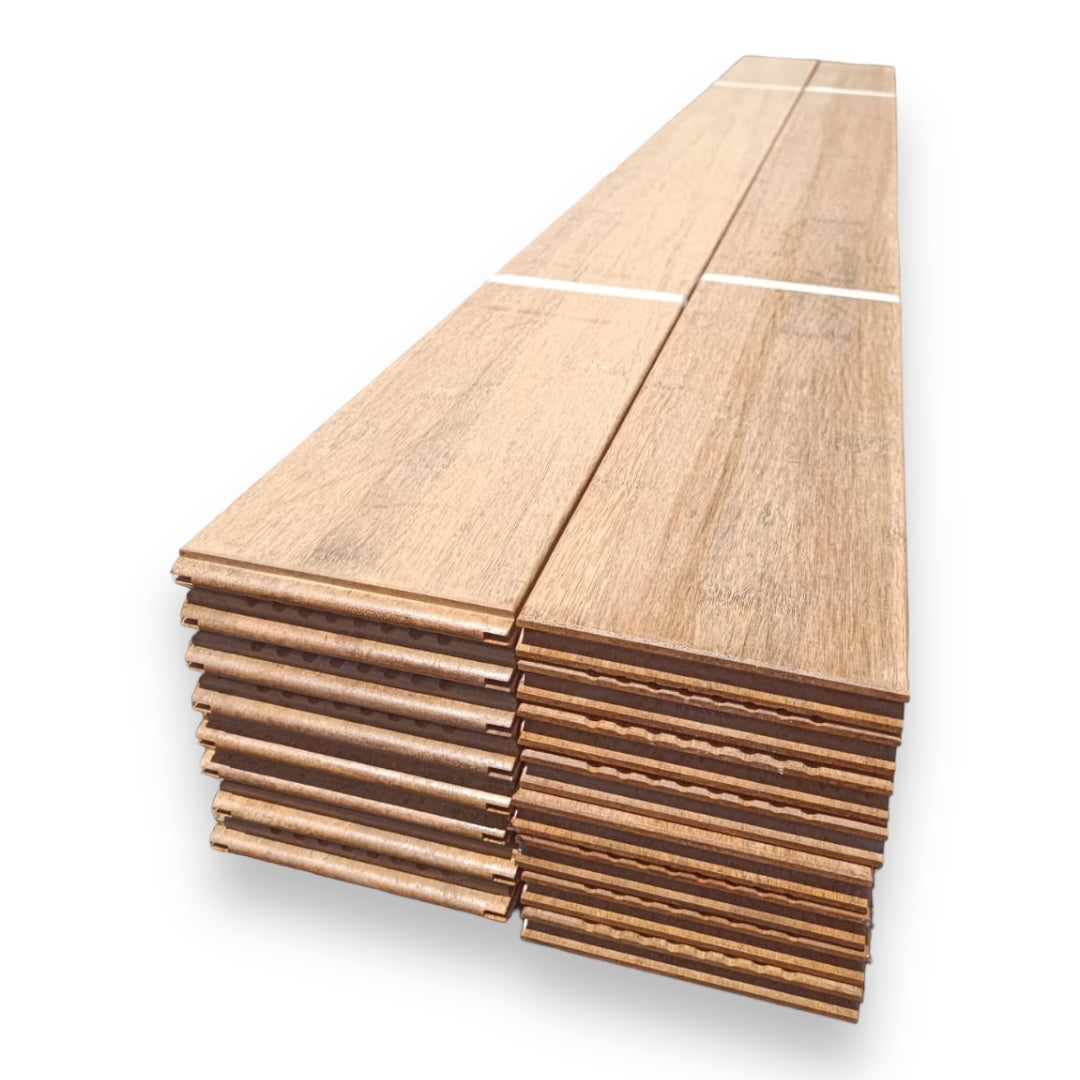 Pack of 20 bamboo flooring planks for outdoor use (5.20 m²) caramel color – 2x14x186 cm