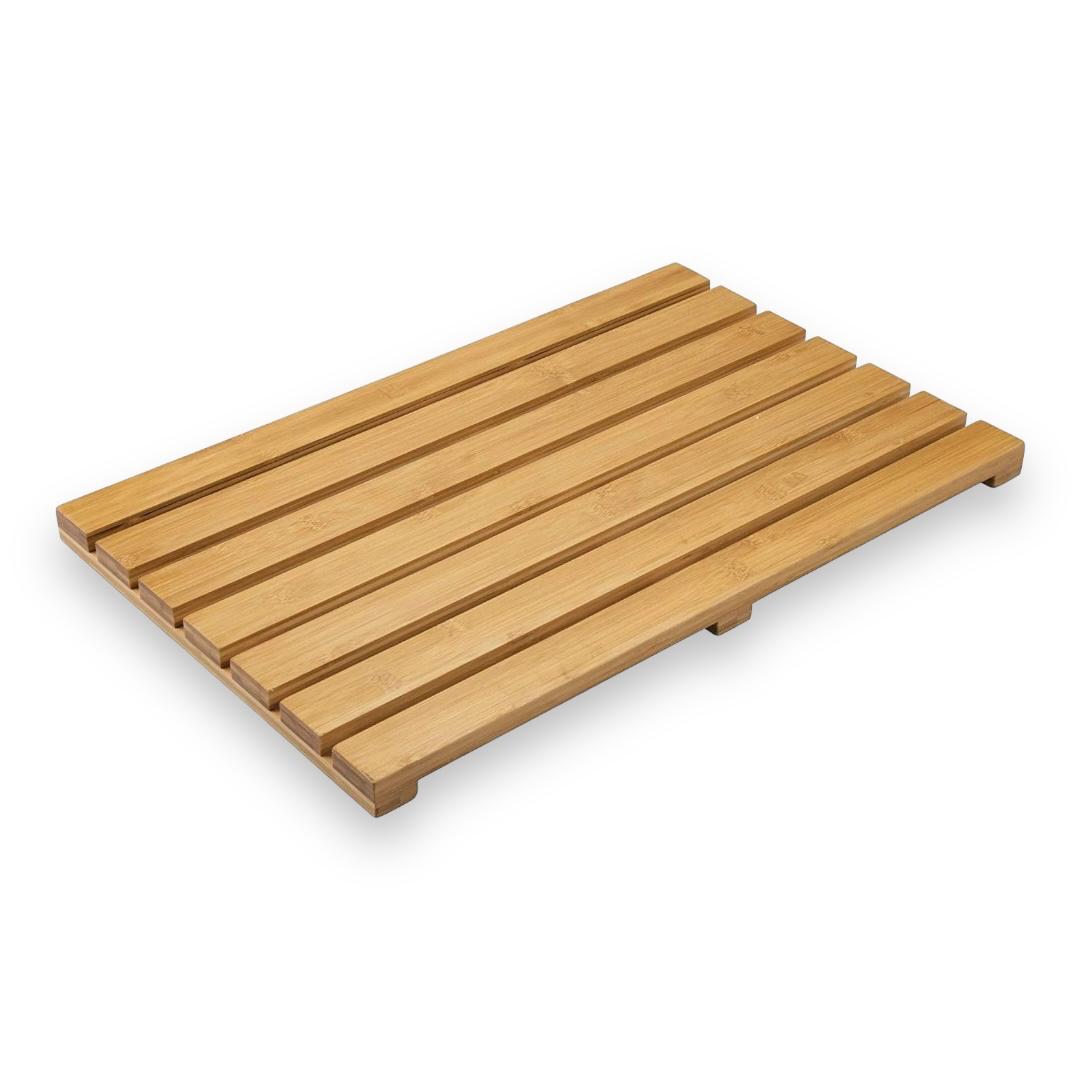 Alfombra Tabla de Ducha de Bambú, Alfombra de Baño para Relajación en el Spa, Alfombra de Baño Antideslizantes para Interior o Exterior. 55x35x3 cm