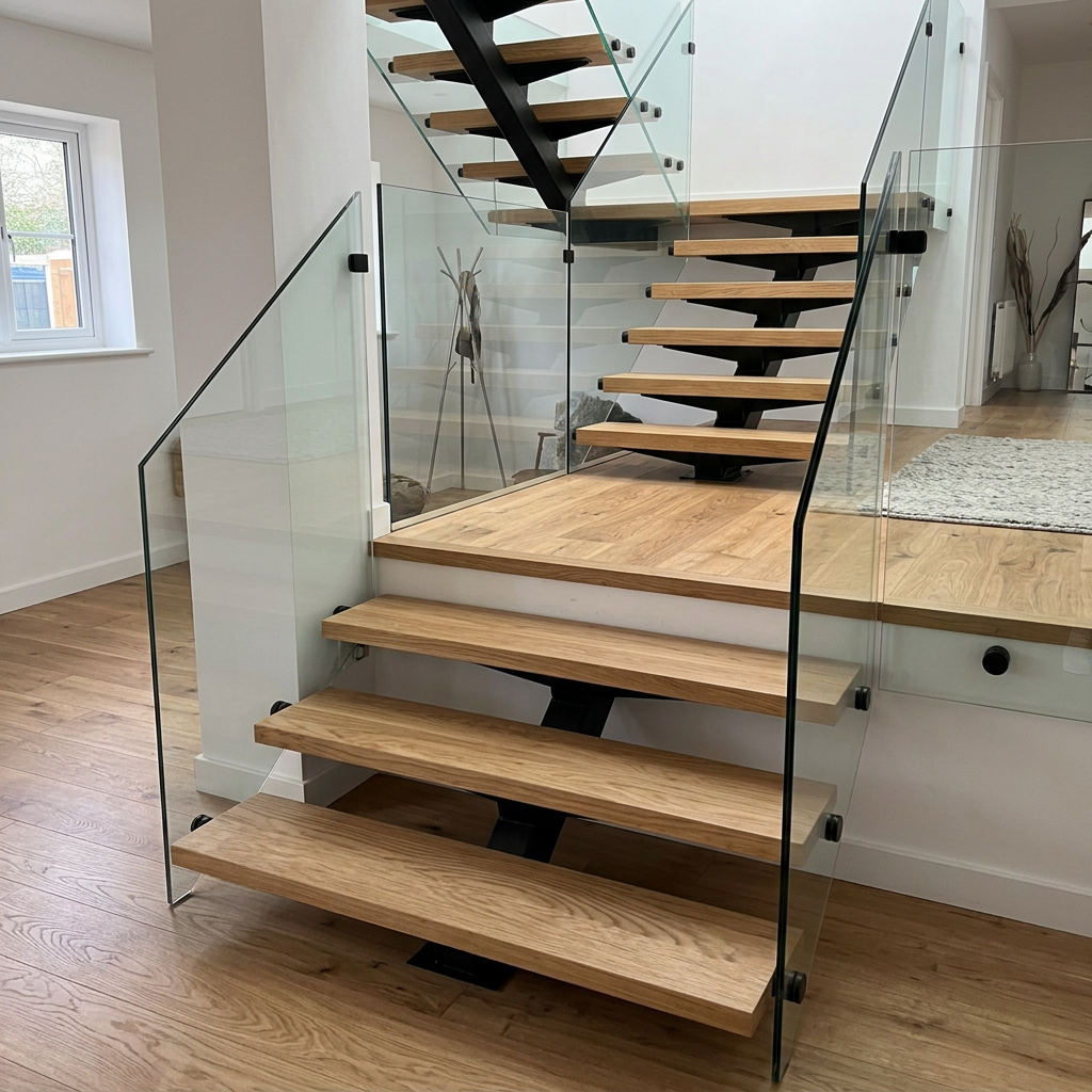 Peldaño de escalera en madera de roble