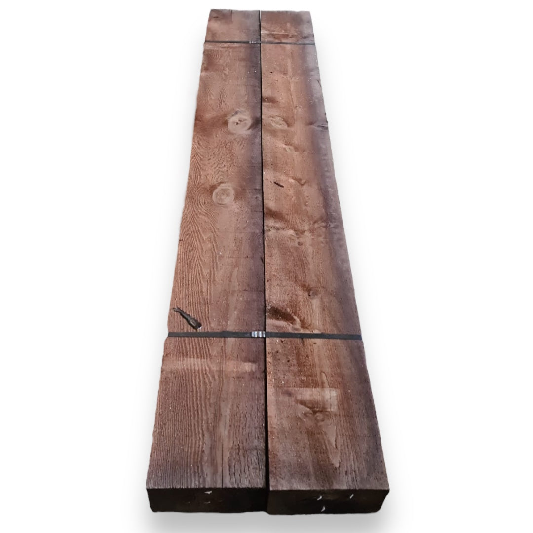 Pack of 2 Ecological Sleepers in Treated Pine Wood in Brown Color 12x20x200 cm