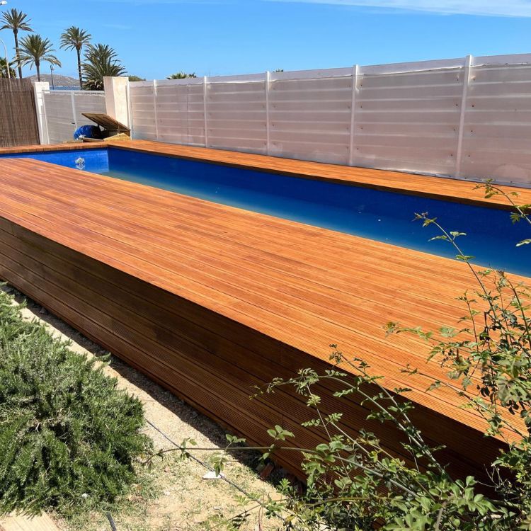 Pack de 20 lamas de suelo de bambú para exterior (5,20 m²) color caramelo – 2x14x186 cm