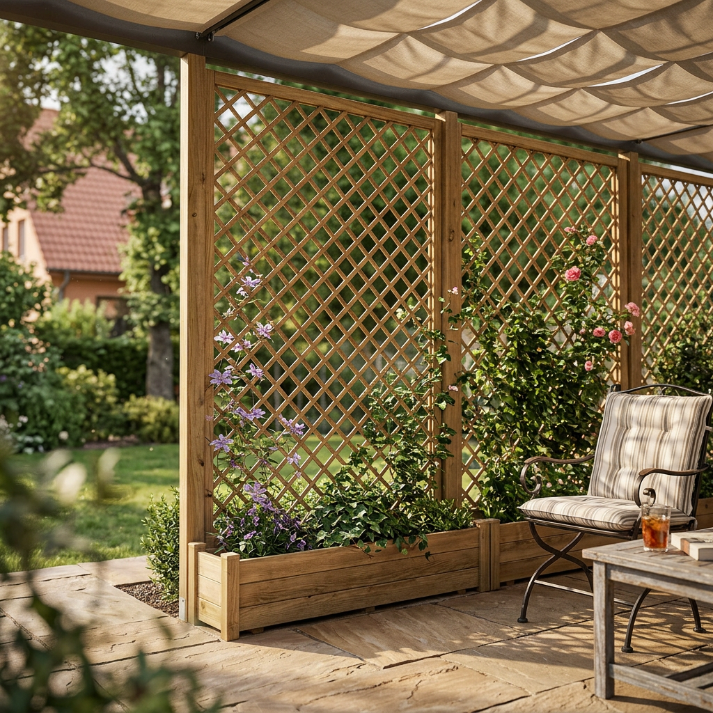 Framed Natural Pine Lattice | Privacy and Decorative Panel